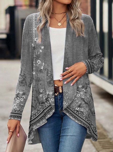 

Others Loose Casual Knitted Kimono, Gray, Cardigans