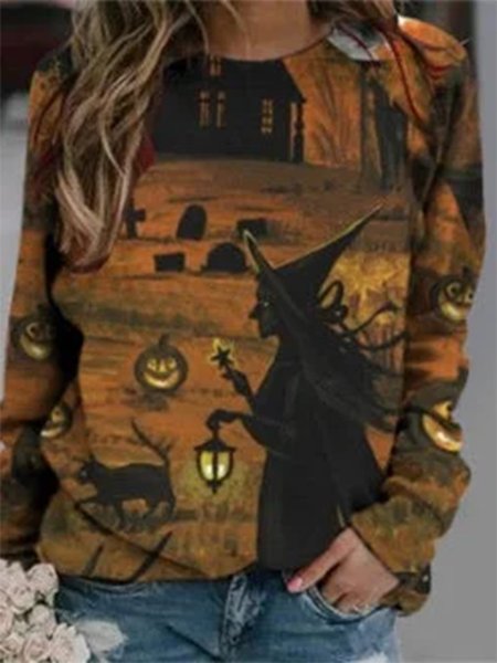 

Loose Casual Halloween Sweatshirt, Brown, Sweatshirts & Hoodies