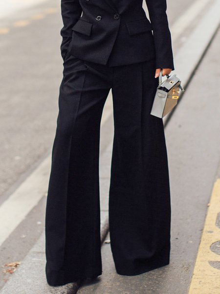 

Regular Fit Urban Plain Fashion Pants, Black, Pants