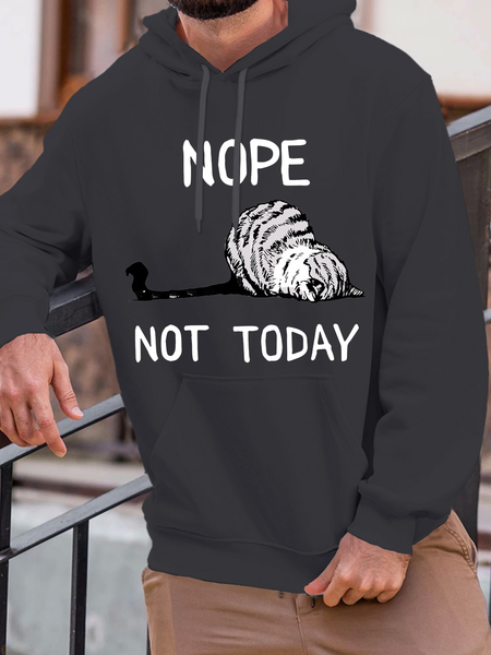 

Men's "nope not today" Hoodie Casual Cat Loose Hoodie, Deep gray, Hoodies&Sweatshirts