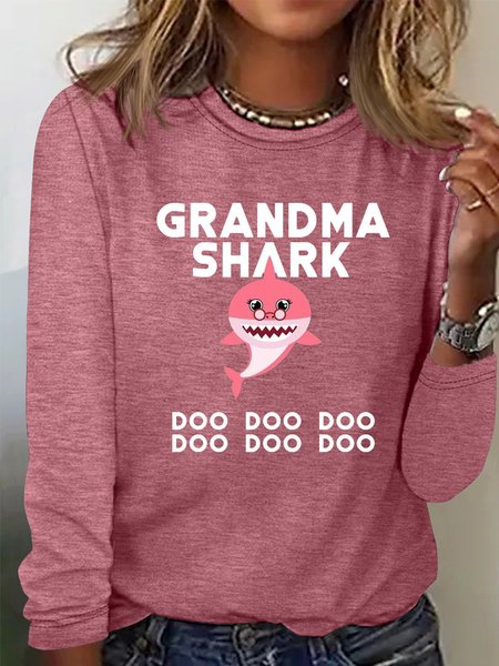 

Women's Grandma Funny Casual Crew Neck Shirt, Pink, Long sleeves