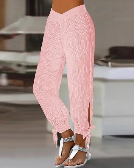 

Plain Loose Casual Pants, Pink, Pants