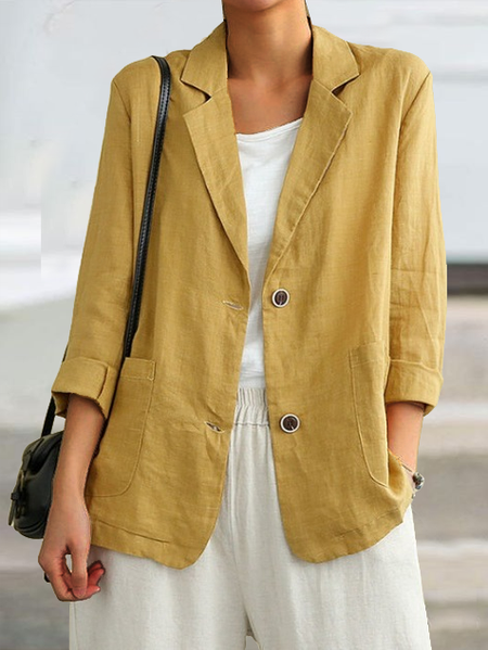 

Cotton Casual Blazer, Yellow, Coats