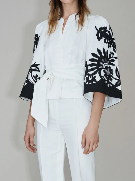 

Regular Fit Urban Crew Neck Three Quarter Sleeve Blouse, White, Blouses and Shirts