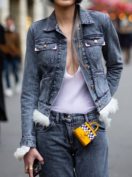 

Plain Regular Fit Urban Shawl Collar Denim Coat, Blue, Denim Jackets