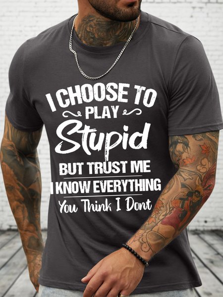 

Men's I Choose To Play Letter Casual T-Shirt, Deep gray, T-shirts
