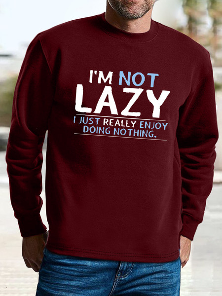 

Men's I'M not lazy I just really enjoy doing nothing Casual Loose Sweatshirt, Red, Hoodies&Sweatshirts
