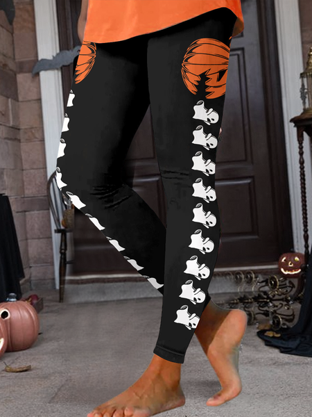 

Women's Cotton-Blend Casual Halloween Legging, Black, Leggings
