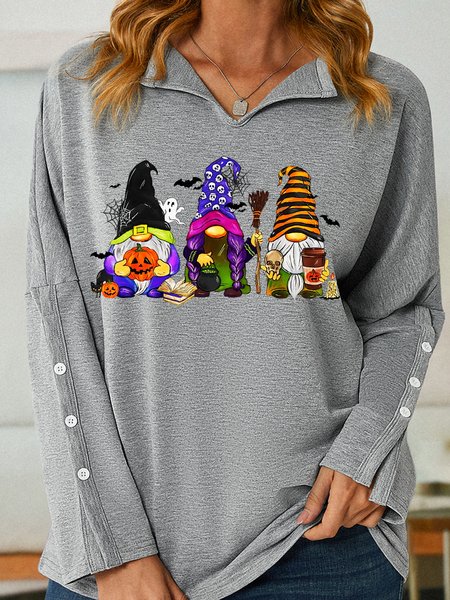 

Women's Funny Gnome Halloween Shawl Collar Casual Sweatshirt, Gray, Hoodies&Sweatshirts
