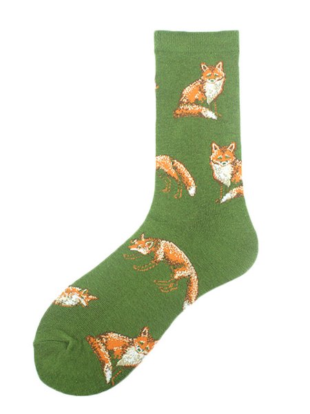 

Cartoon Animal Letters Over the Calf Socks, Color20, Socks