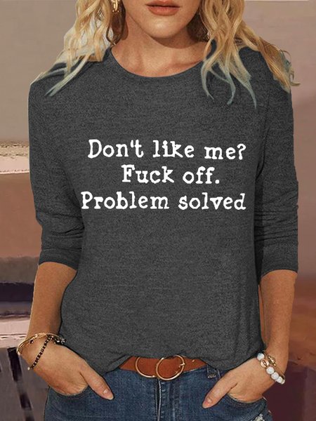 Women's funny Letters Casual Shirt, Gray, Long sleeves