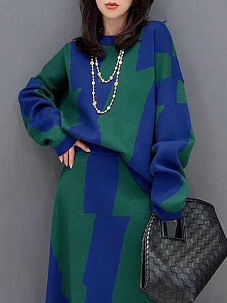 

Long Sleeve Abstract Graphic Loose Urban Sweater, As picture, Sweaters