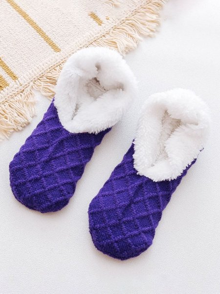 

Wool Blend Thermal Knit Floor Socks, Purple, Socks