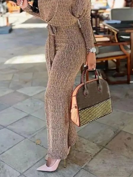 

Plain Regular Fit Elegant Pants, Brown, Pants