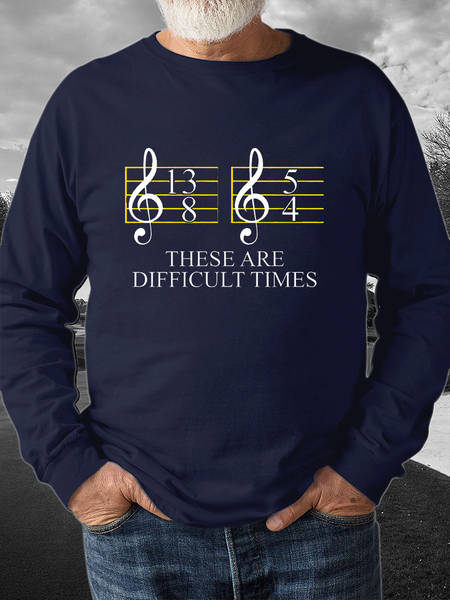 

Men's these are difficult times Cotton-Blend Text Letters Casual Loose Sweatshirt, Dark blue, Hoodies&Sweatshirts