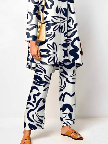 

Urban Abstract Loose Fashion Pants, Blue, Pants