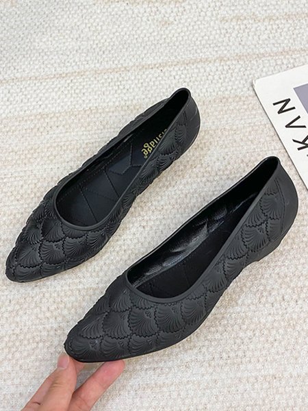 

Casual Embossed Waterproof Beach Shallow Shoes, Black, Flats