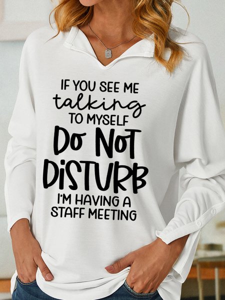 

Women's I‘m Have A Staff Meeting Hilarious Shawl Collar Casual Sweatshirt, White, Hoodies&Sweatshirts