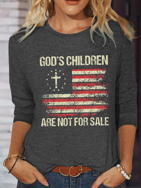 

Women's Casual God'S Children Are Not For Sale Printed Regular Fit Casual Shirt, Gray, Long sleeves