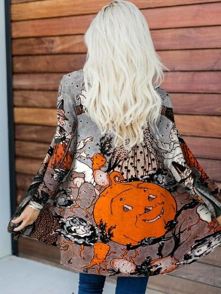 

Halloween Casual Loose Kimono, Orange, Cardigans