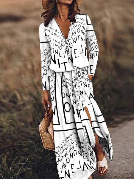 

Urban Text Letters Loose Others Dress, White, Dresses