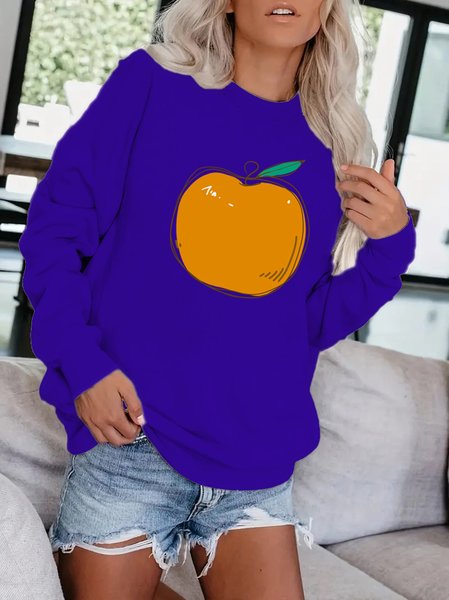 

Loose Crew Neck Casual Fruit Sweatshirt, Deep blue, Sweatshirts & Hoodies