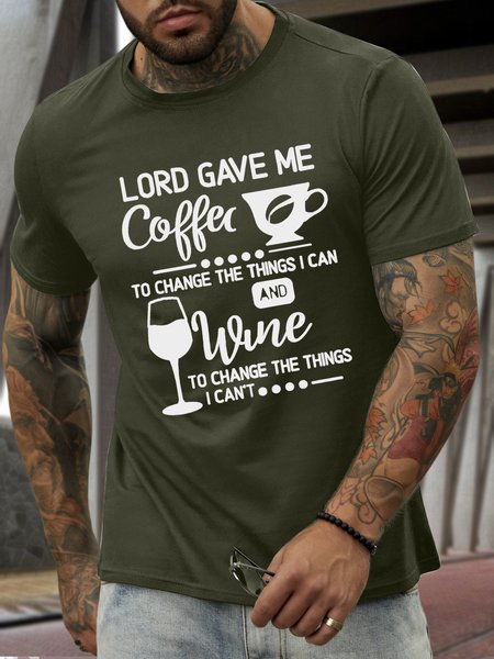

Men’s Beer Coffee Regular Fit Crew Neck Animal Casual T-Shirt, Army green, T-shirts