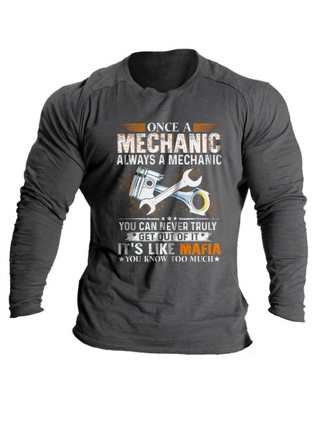 

Casual Loose Text Letters Long Sleeve T-Shirt, Deep gray, Long Sleeves