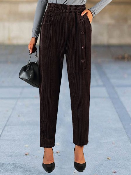 

Regular Fit Plain Casual Pants, Coffee, Pants