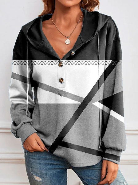

Loose Color Block Casual Hoodie, Black, Sweatshirts & Hoodies
