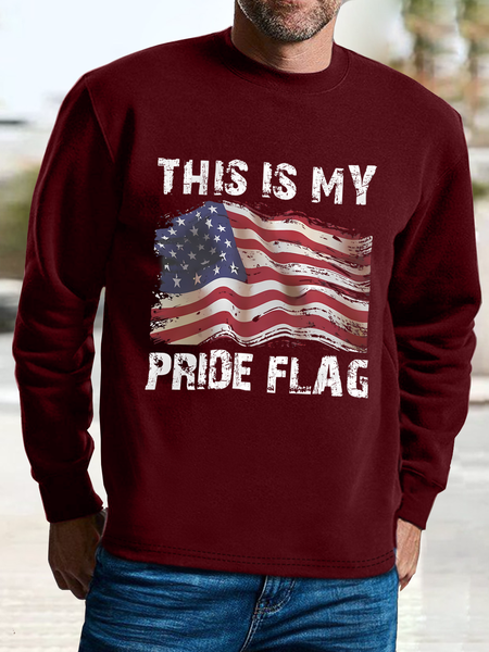 

Men's Funny This Is My Pride Flag Graphic Printing Casual Loose Flag Sweatshirt, Red, Hoodies&Sweatshirts