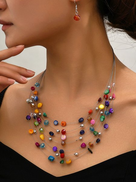 

Crystal Earrings Beading Layer Sets, Multicolor, Necklaces