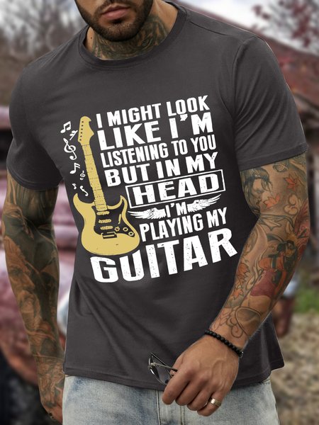 

Men’s GUITAR Casual Crew Neck T-Shirt, Deep gray, T-shirts