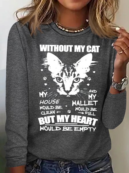 

Women’s Cat Lover Casual Shirt, Gray, Long sleeves