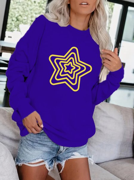 

Loose Casual Star Sweatshirt, Deep blue, Sweatshirts & Hoodies