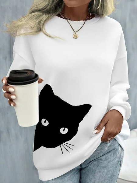 

Casual Loose Sweatshirt, White, Sweatshirts & Hoodies