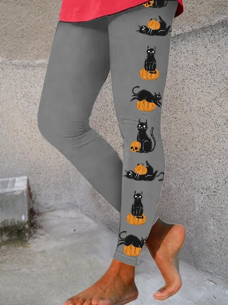 

Women‘s Casual Cat Halloween Legging, Gray, Leggings