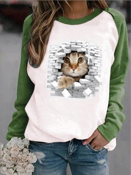 

Loose Cat Casual Sweatshirt, Green, Sweatshirts & Hoodies