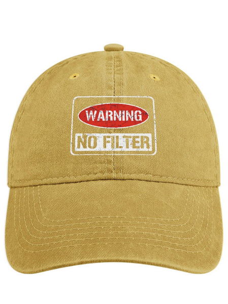 

Men's /Women's warning no fil ter Denim Hat, Yellow, Hats