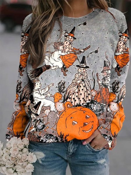 

Halloween Casual Loose Sweatshirt, Orange, Sweatshirts & Hoodies