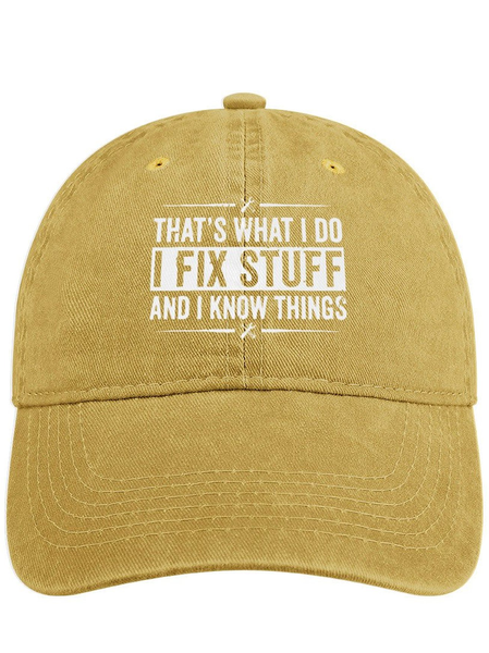 

Men's /Women's that's what i do i fix things and i know things Denim Hat, Yellow, Men's Hats