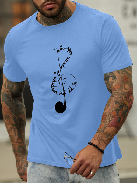 

Music Style Hot Sale Printed Men's T-Shirt, Light blue, T-shirts