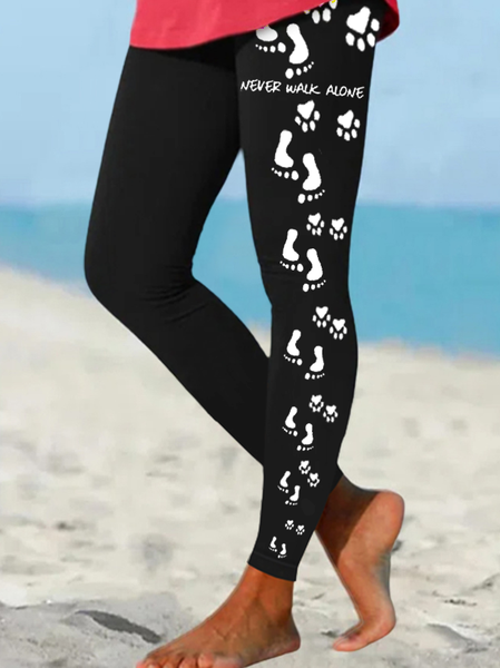 

Women's paw print Casual Legging, Black, Leggings
