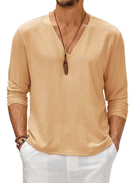 

Loose Long Sleeve T-Shirt, Khaki, T-Shirts
