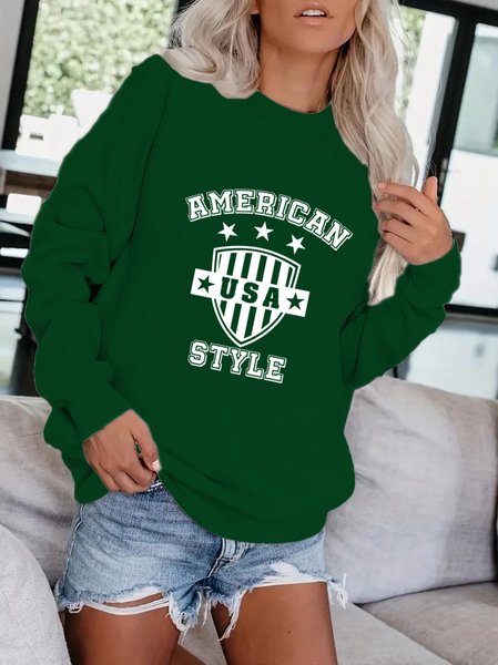 

Text Letters Loose Crew Neck Sweatshirt, Green, Sweatshirts & Hoodies