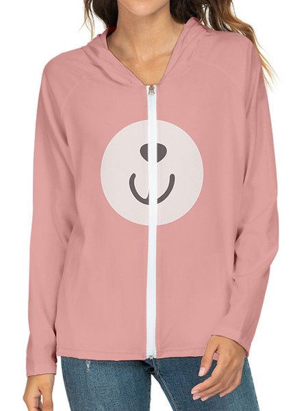

Cat Bear Printing Regular Sleeve Casual Animal Jacket, Pink, Jackets