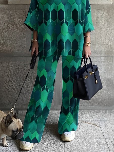 

Urban Abstract Graphic Pants, Green, Pants