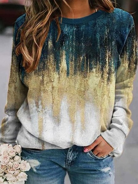 

Plus Size Crew Neck Casual Abstract Sweatshirt, Gray, Hoodies&Sweatshirts
