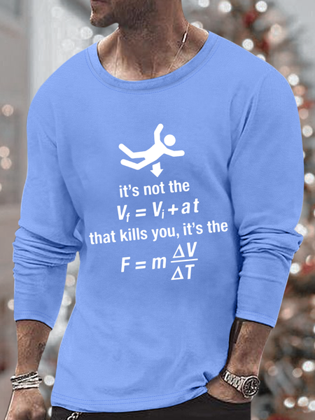 

Men's impact kill Text Letters Casual Top, Light blue, Long Sleeves