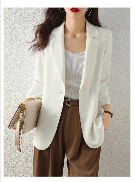 

Plain Buckle Casual Blazer, White, Blazers